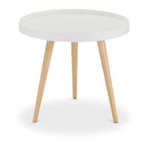Bílý odkládací stolek s nohami z bukového dřeva Furnhouse Opus