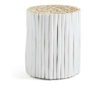 Bílý odkládací stolek z teakového dřeva Kave Home Filippo