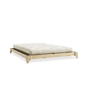Dvoulůžková postel z borovicového dřeva s matrací a tatami Karup Design Elan Double Latex Natural Clear/Natural