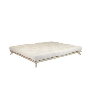 Dvoulůžková postel z borovicového dřeva s matrací Karup Design Senza Double Latex Natural Clear/Natural