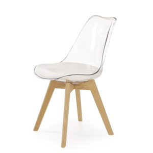 Jídelní židle SOFT – masiv / transparentní plast / ekokůže