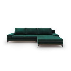 Lahvově zelená rozkládací rohová pohovka se sametovým potahem Windsor & Co Sofas Astre
