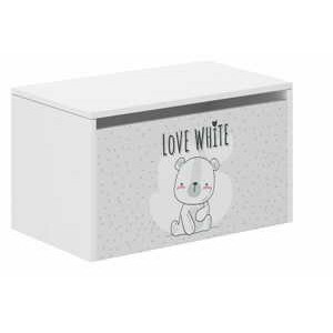 Wood Dětský box na hračky 69 x 40 x 40 cm - Bílý medvídek