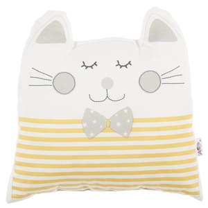 Žlutý dětský polštářek s příměsí bavlny Mike & Co. NEW YORK Pillow Toy Big Cat