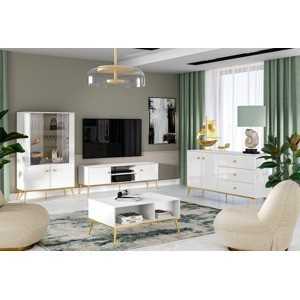 Moderní obývací stěna Golden bílá / bílý lesk