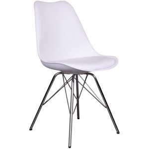 Nordic Living Bílá plastová jídelní židle Marcus s chromovanou podnoží