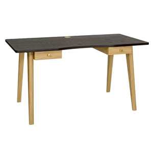 Černý pracovní stůl Woodman Nice s dubovou podnoží 140x70 cm