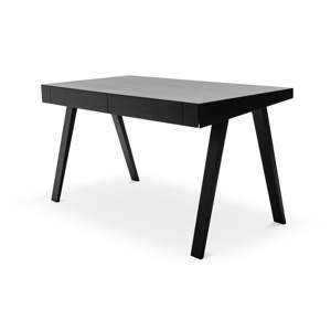 Černý psací stůl s nohami z jasanového dřeva EMKO 4.9