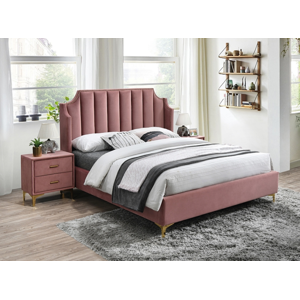 Čalouněná manželská postel MONAKO VELVET Barva: Růžová