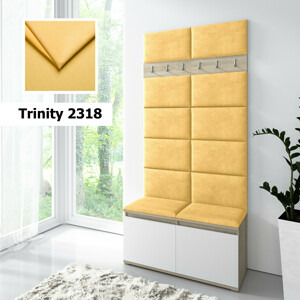 Eka Předsíňová stěna s čalouněnými panely Trinity 1 - Bílá sonoma / Žlutá 2318