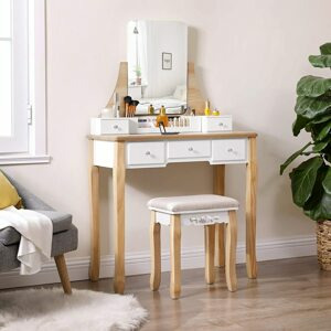 Toaletní stolek přírodní dřevo bílý 80 x 137 x 40 cm