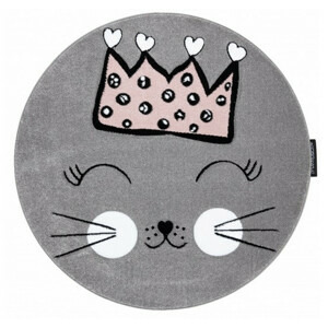 Dětský kusový koberec Petit Cat crown grey kruh-160x160 (průměr) kruh