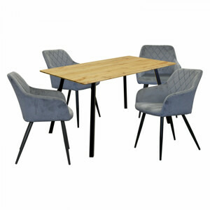 Idea Jídelní stůl BERGEN dub + 4 židle DIAMANT šedý samet