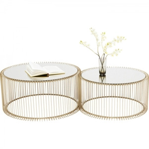 KARE Design Konferenční stolek Wire Brass (set 2 kusů)