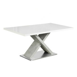 Tempo Kondela Jídelní stůl FARNEL - bílá s vysokým leskem HG / beton