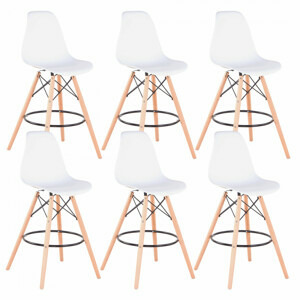 Tempo Kondela Set šesti barových židlí CARBRY 2 NEW - bílá/buk