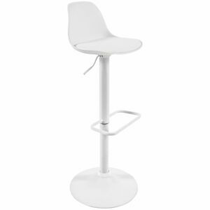 Bílá koženková barová židle Kave Home Orlando s bílou podnoží 60-82 cm