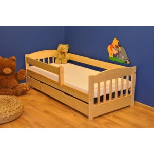 DRW Dětská postel z masivu Edík 180 x 80 cm - barva Přírodní + PUR matrace a šuplík