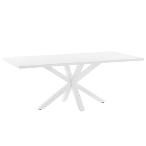 Bílý jídelní stůl Kave Home Argo 180 x 100 cm s bílou kovovou podnoží